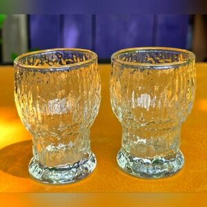 2 Ravenhead Siesta Bark Textured Clear Pedestal Shot Glass Cocktail Barware